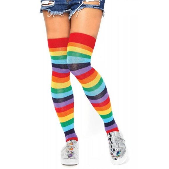 Leg Avenue Cherry Rainbow Thigh High Socks - NEW - Picture 5 of 6